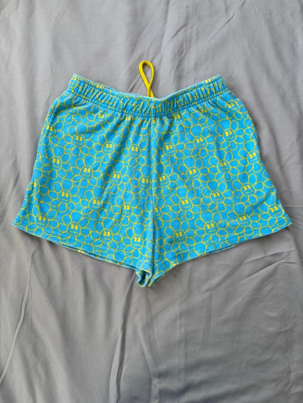 A.Lab Calisto Flower Blue Terry Cloth Shorts, Size Small